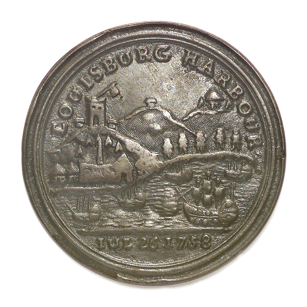 Detail of Medal commemorating Admiral Edward Boscawen (1711-1761) and the capture of Louisbourg, 1758; reverse by unknown
