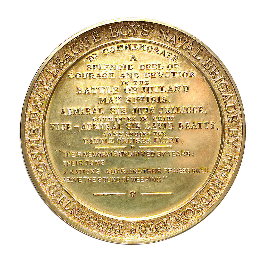 Detail of Medal commemorating John Travers Cornwell VC (1900-1916) and the Battle of Jutland, 1916; reverse by Spink & Son Ltd.