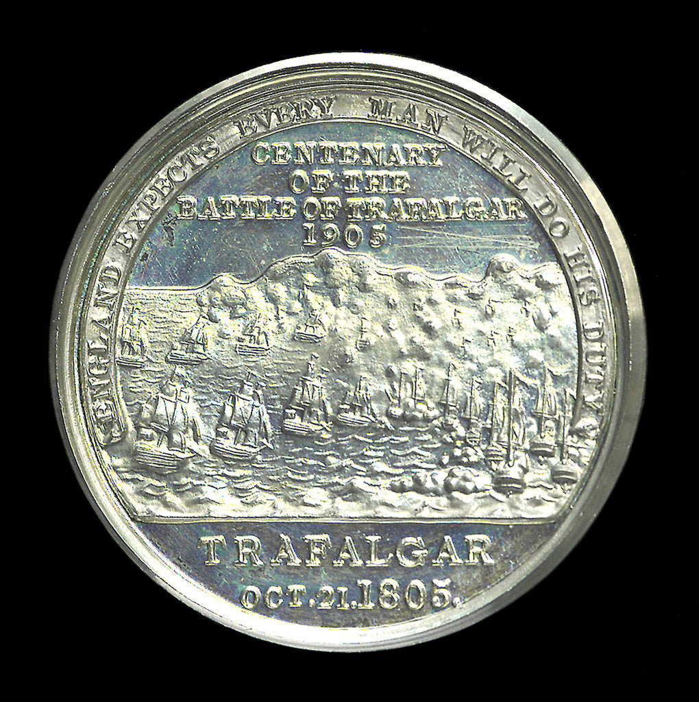 Detail of Medal commemorating the centenary of the Battle of Trafalgar 1905; reverse by Spink & Son Ltd.