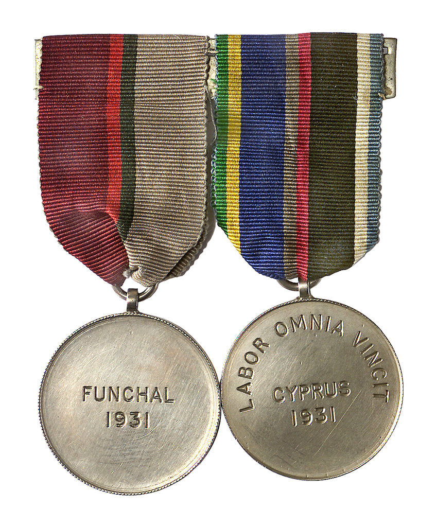 Detail of Two medals: medal commemorating HMS 'London', Funchal 1931and medal commemorating HMS 'London', Cyprus 1931; obverse by unknown