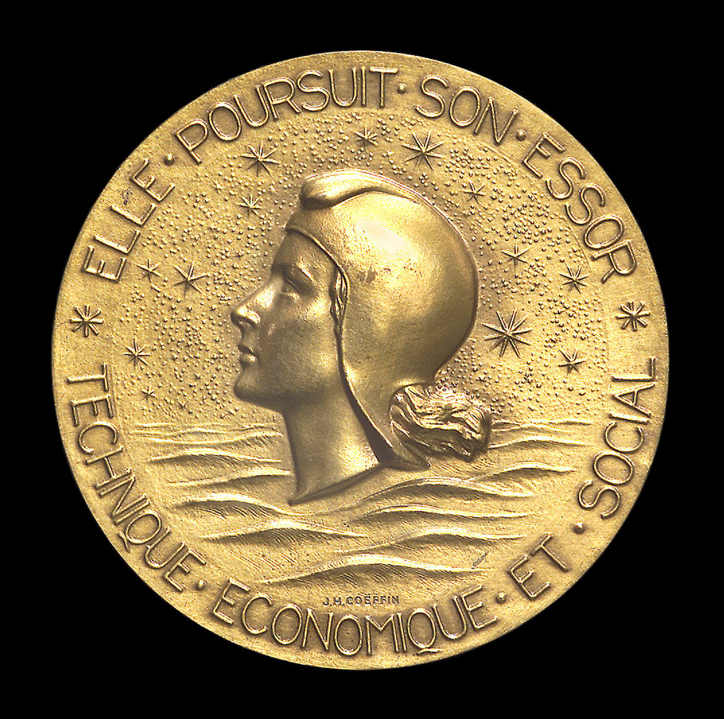 Detail of Medal commemorating the liner 'France' 1962; obverse by Monnae de Paris