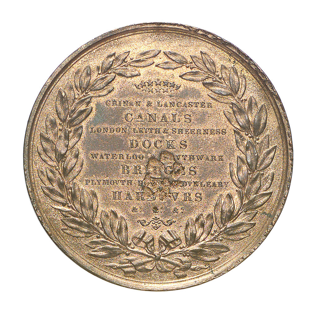 Detail of Commemorative medal depicting John Rennie (1761 - 1821); reverse by Bain