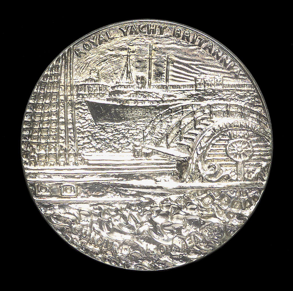 Detail of Medal commemorating the 150th anniversary of Cunard Shipping Company; reverse by Jacqueline Steiger