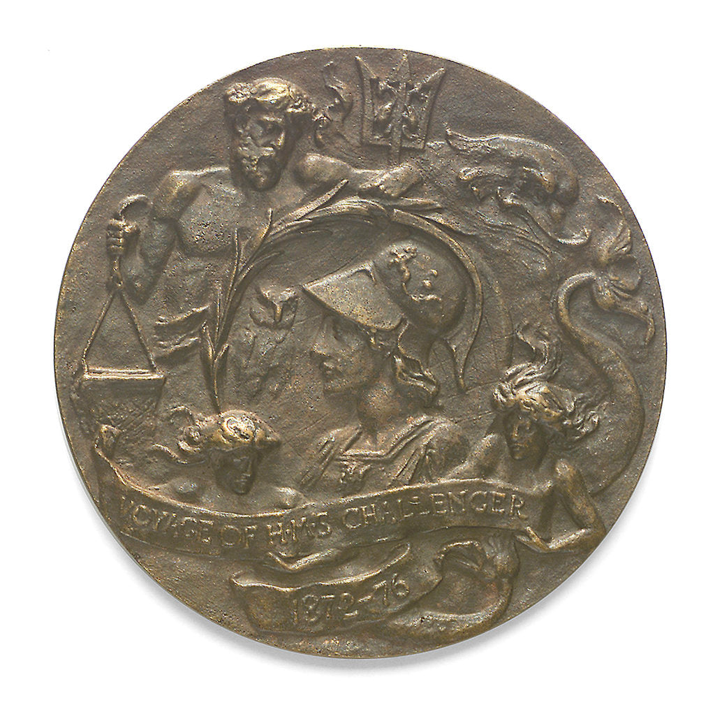 Detail of Medal commemorating the voyage of HMS 'Challenger' 1872-1876; reverse by William Birnie Rhind
