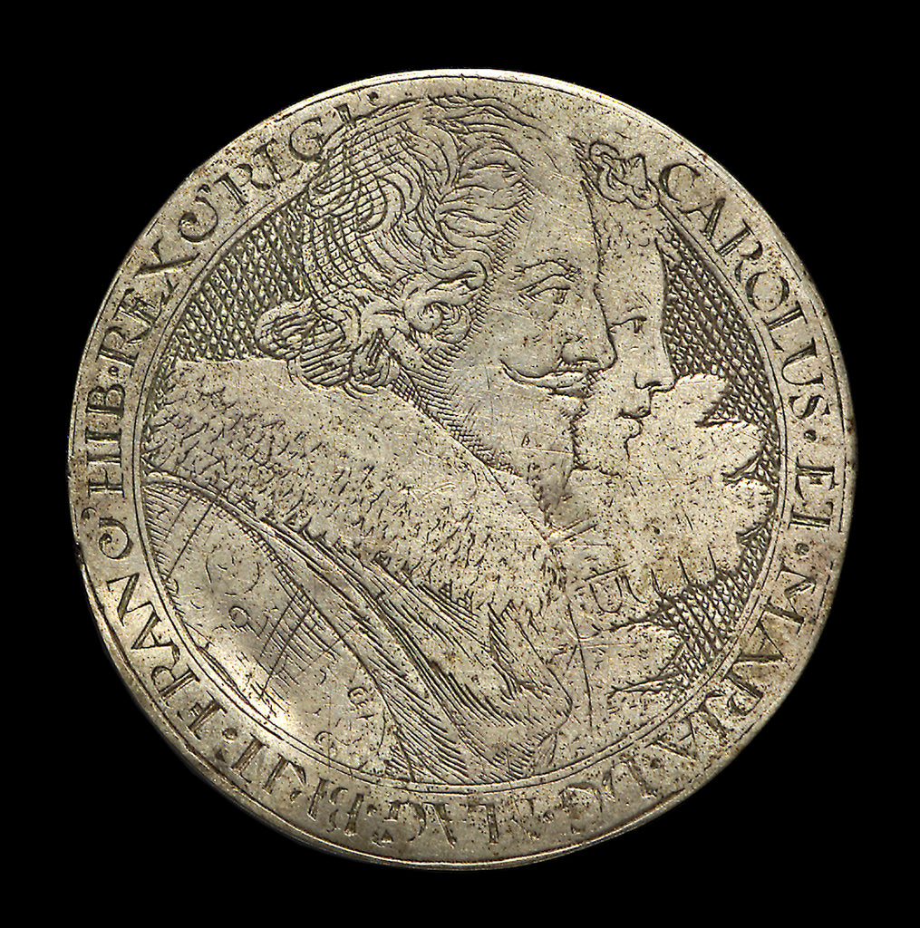 Detail of Counter commemorating King Charles I and Henrietta Maria; obverse by unknown