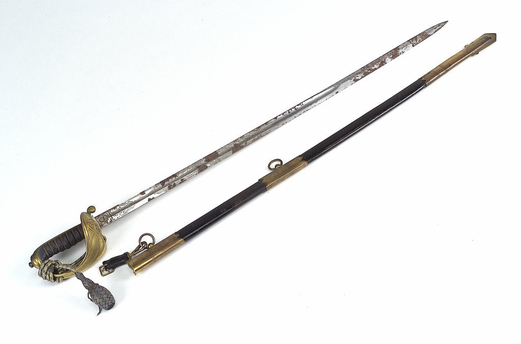 Detail of Solid half-basket hilted sword by E. & W. Cracknell