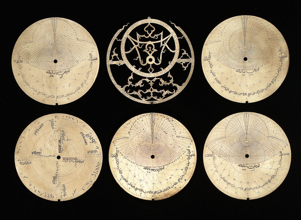 Detail of Astrolabe: obverse of plates by Muhammad Muqim al-Yazdi