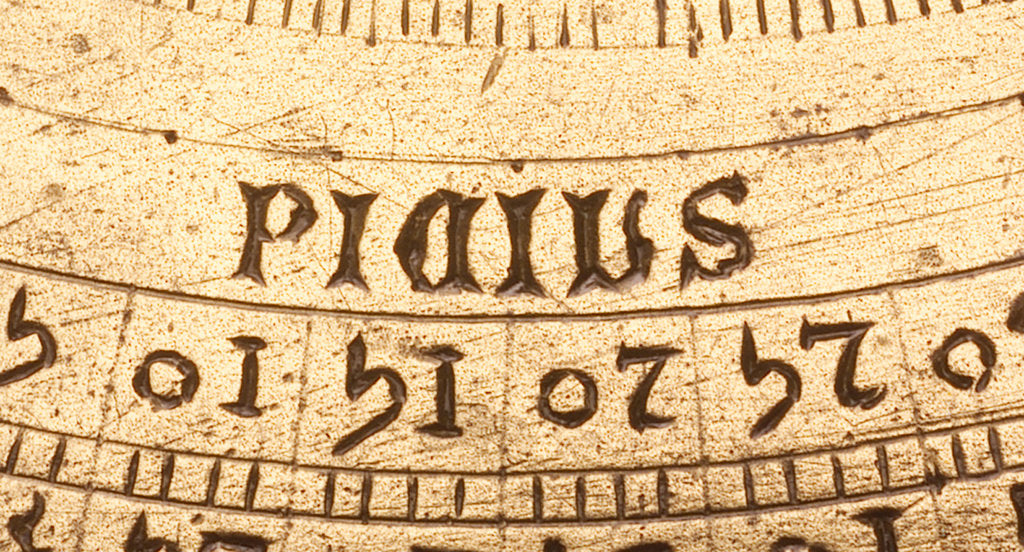 Detail of Astrolabe: detail of mater, 'pilis' by unknown
