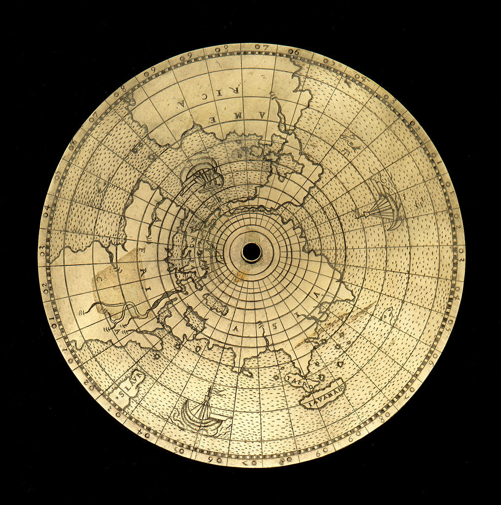 Detail of Astrolabe: geographical plate by Jean Naze