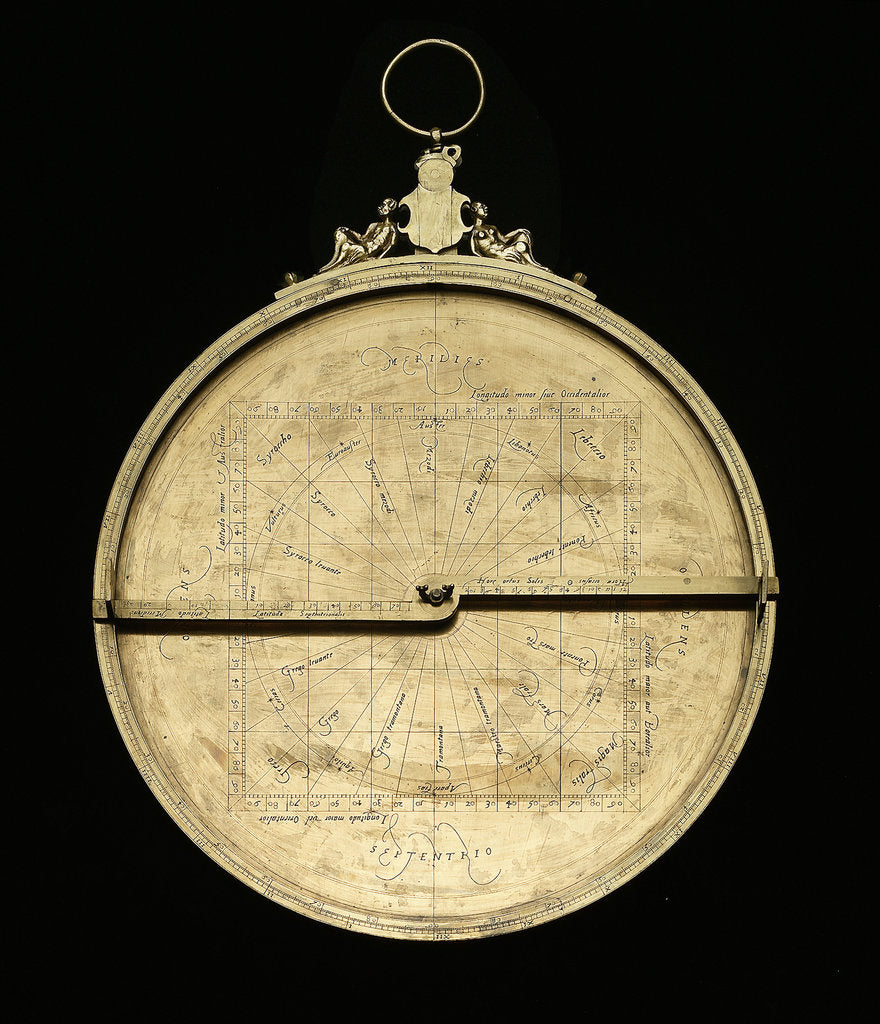 Detail of Astrolabe: mounted obverse without rete by Adrian Descroli