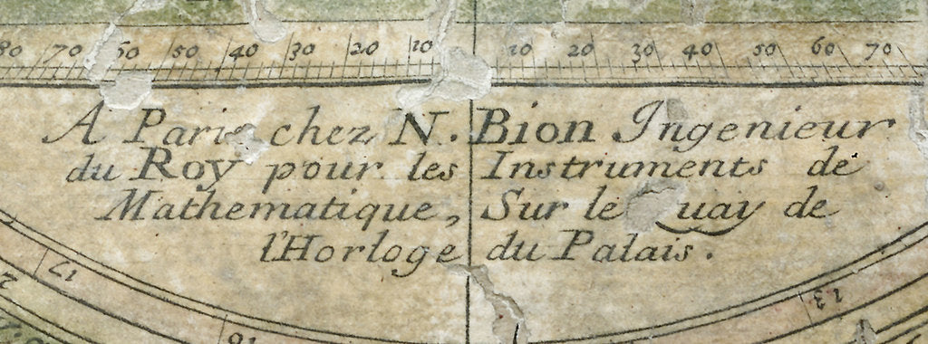 Detail of Astrolabe: detail of signature by Nicolas Bion