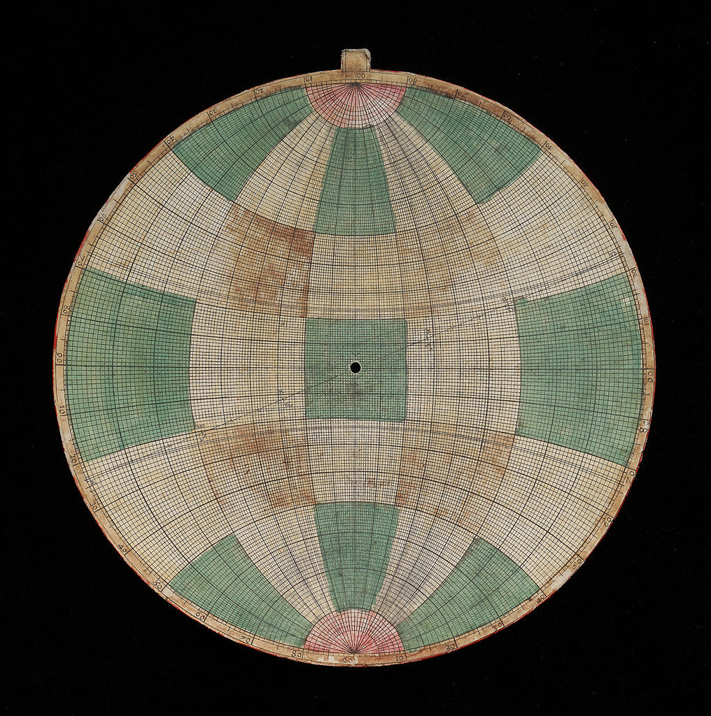 Detail of Astrolabe: plate with frisius projection by Nicolas Bion