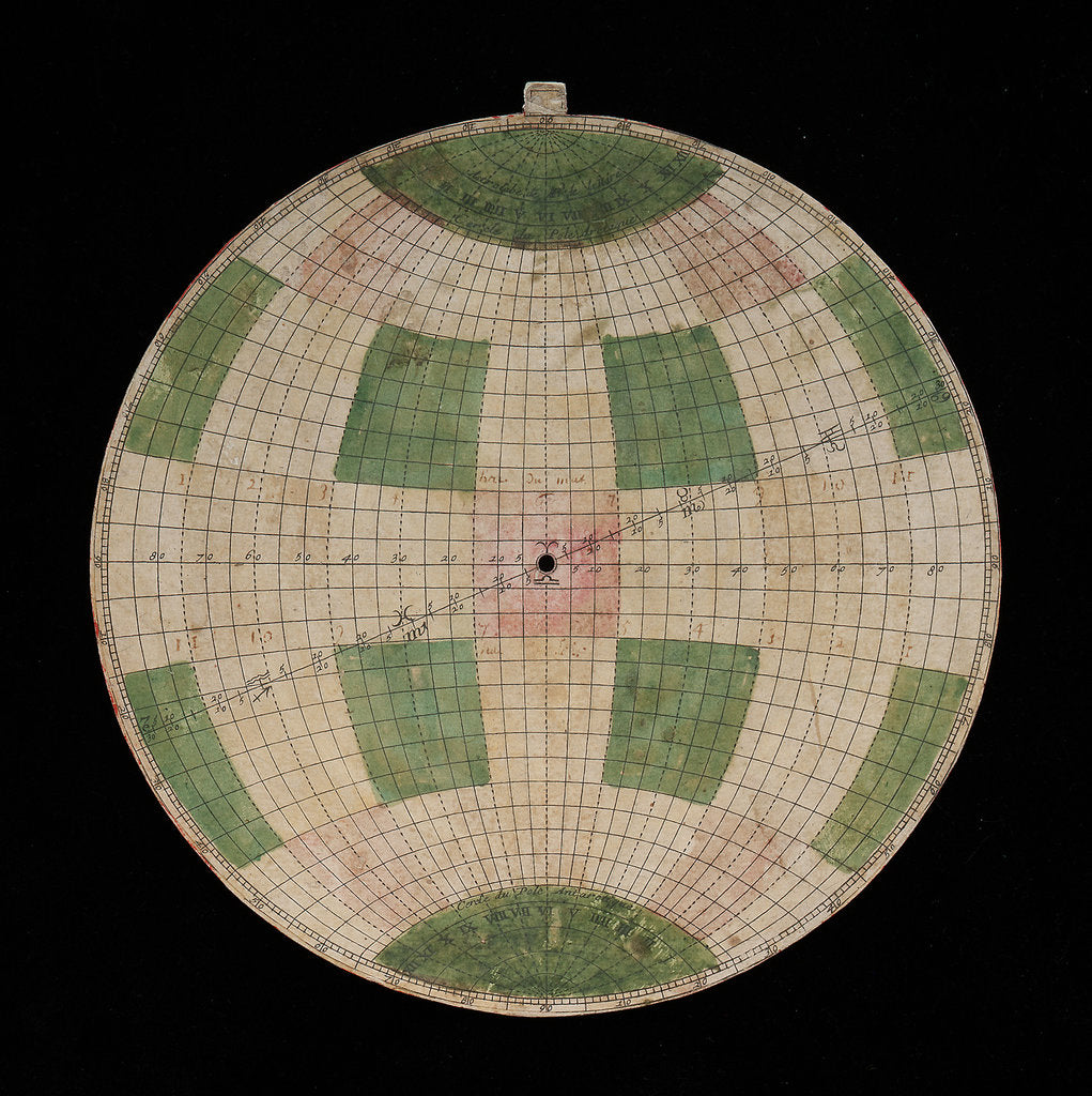 Detail of Astrolabe: plate with dela hire projection by Nicolas Bion