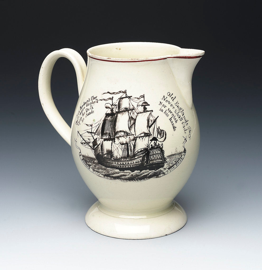 Detail of Jug with a portrait of Admiral Sir George Brydges Rodney (1719-1792) by John Aynsley & Sons Ltd.