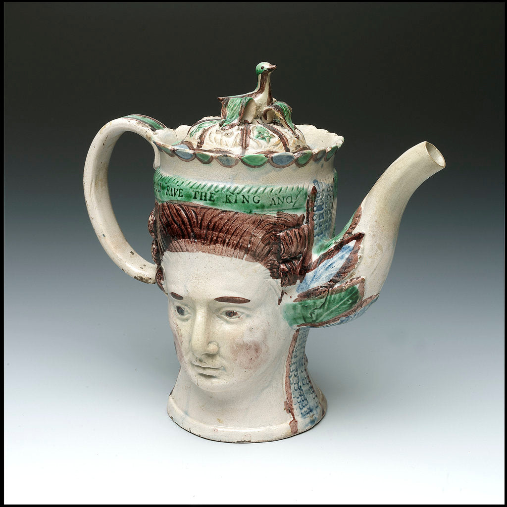 Detail of Teapot with a portrait of Admiral Sir George Brydges Rodney (1719-1792) by unknown