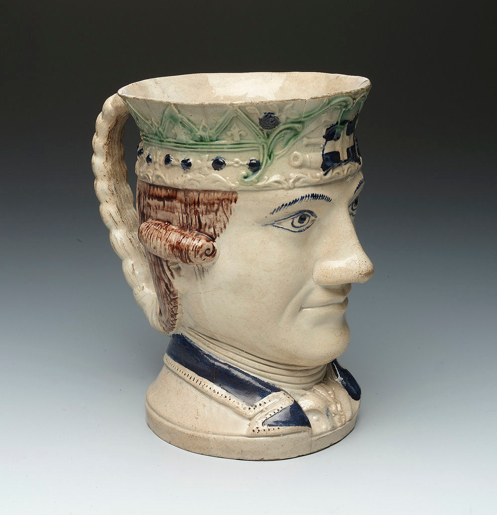 Detail of Jug with a portrait of Admiral Sir George Brydges Rodney (1719-1792) by Ralph Wood