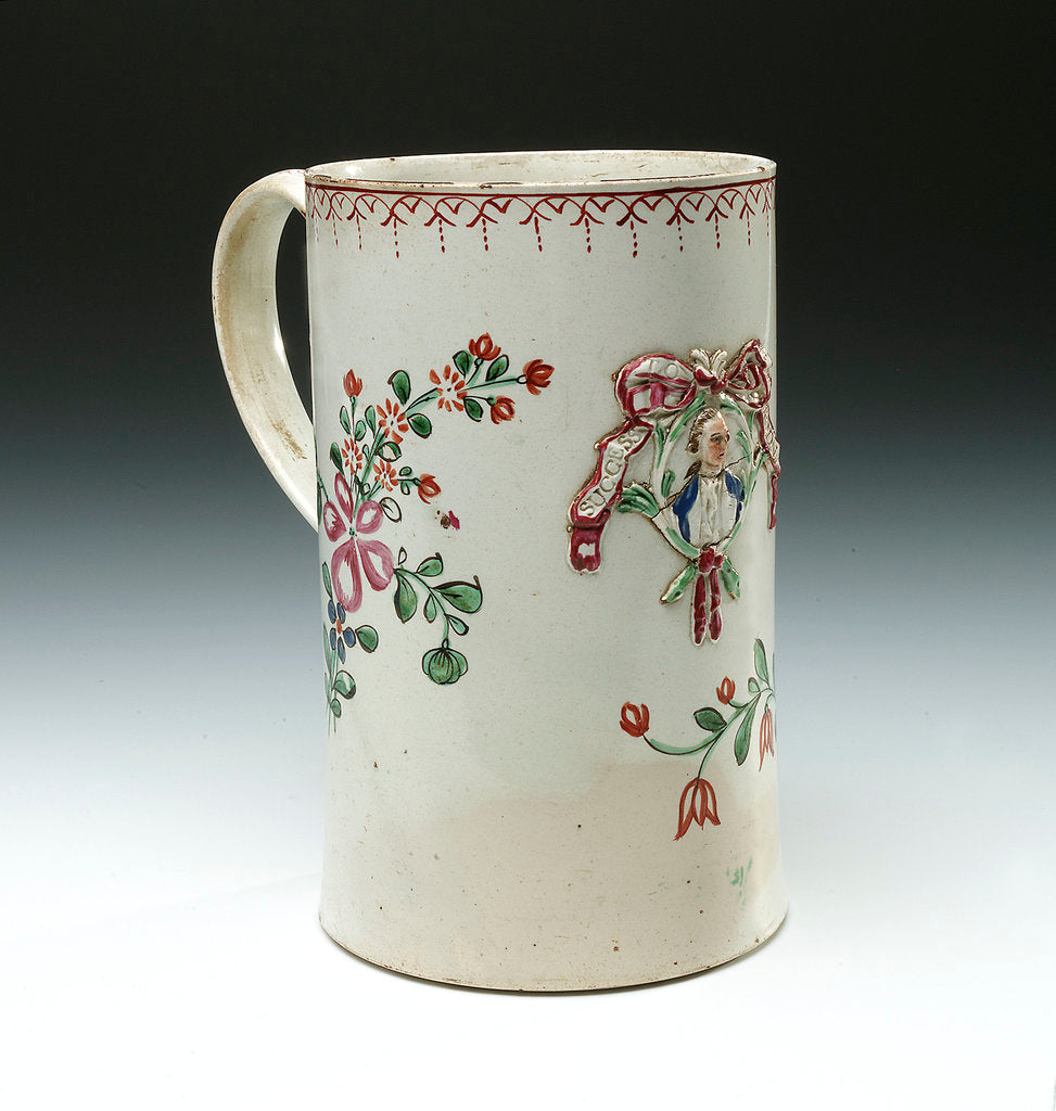 Detail of Mug with a portrait of Admiral Sir George Brydges Rodney (1719-1792) by unknown