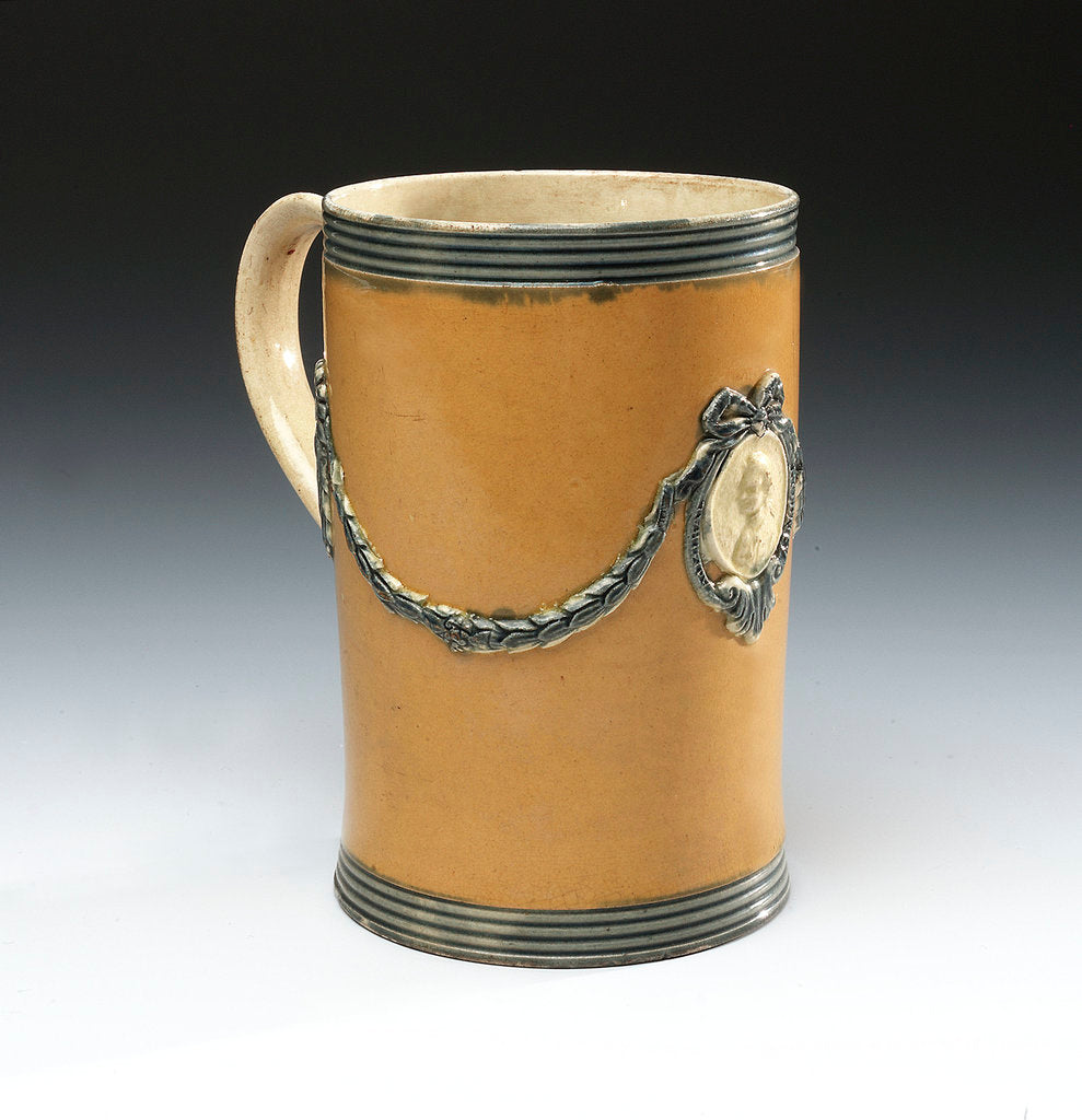 Detail of Mug with a portrait of Admiral Sir George Brydges Rodney (1719-1792) by unknown