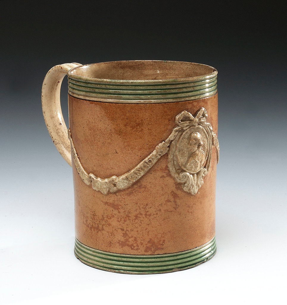 Detail of Mug with a portrait of Admiral Sir George Brydges Rodney (1719-1792) by unknown