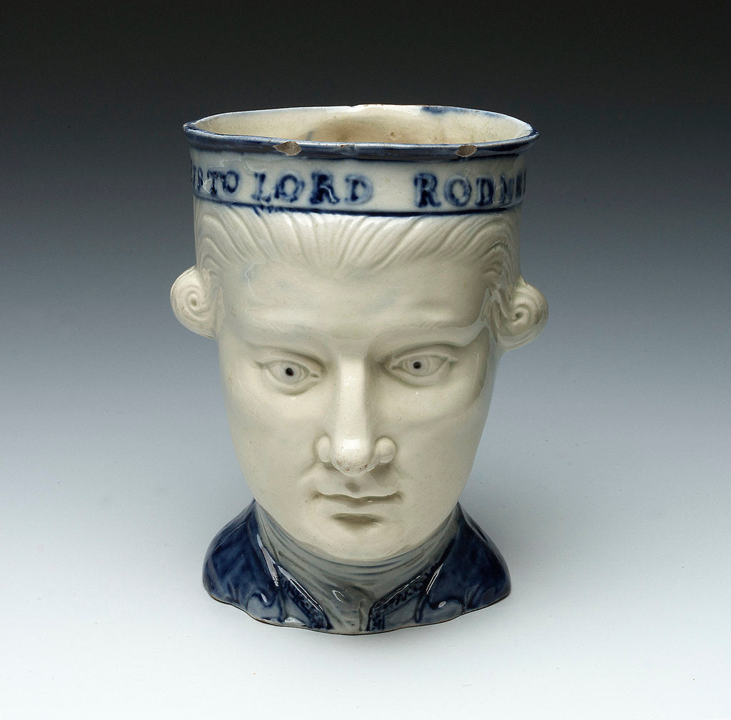 Detail of Mug with a portrait of Admiral Sir George Brydges Rodney (1719-1792) by unknown