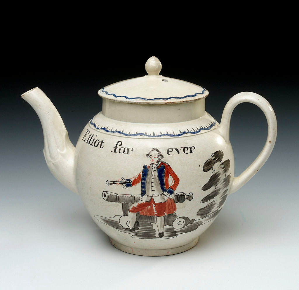 Detail of Pearlware teaport and cover by unknown
