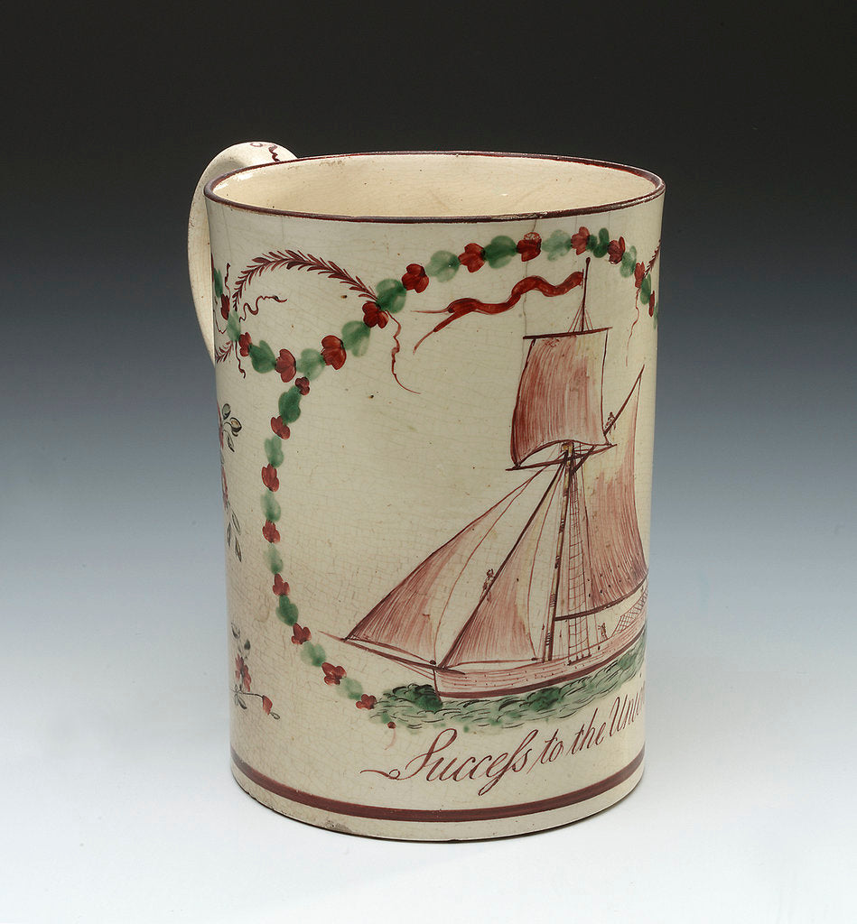 Detail of Creamware wedding tankard by unknown