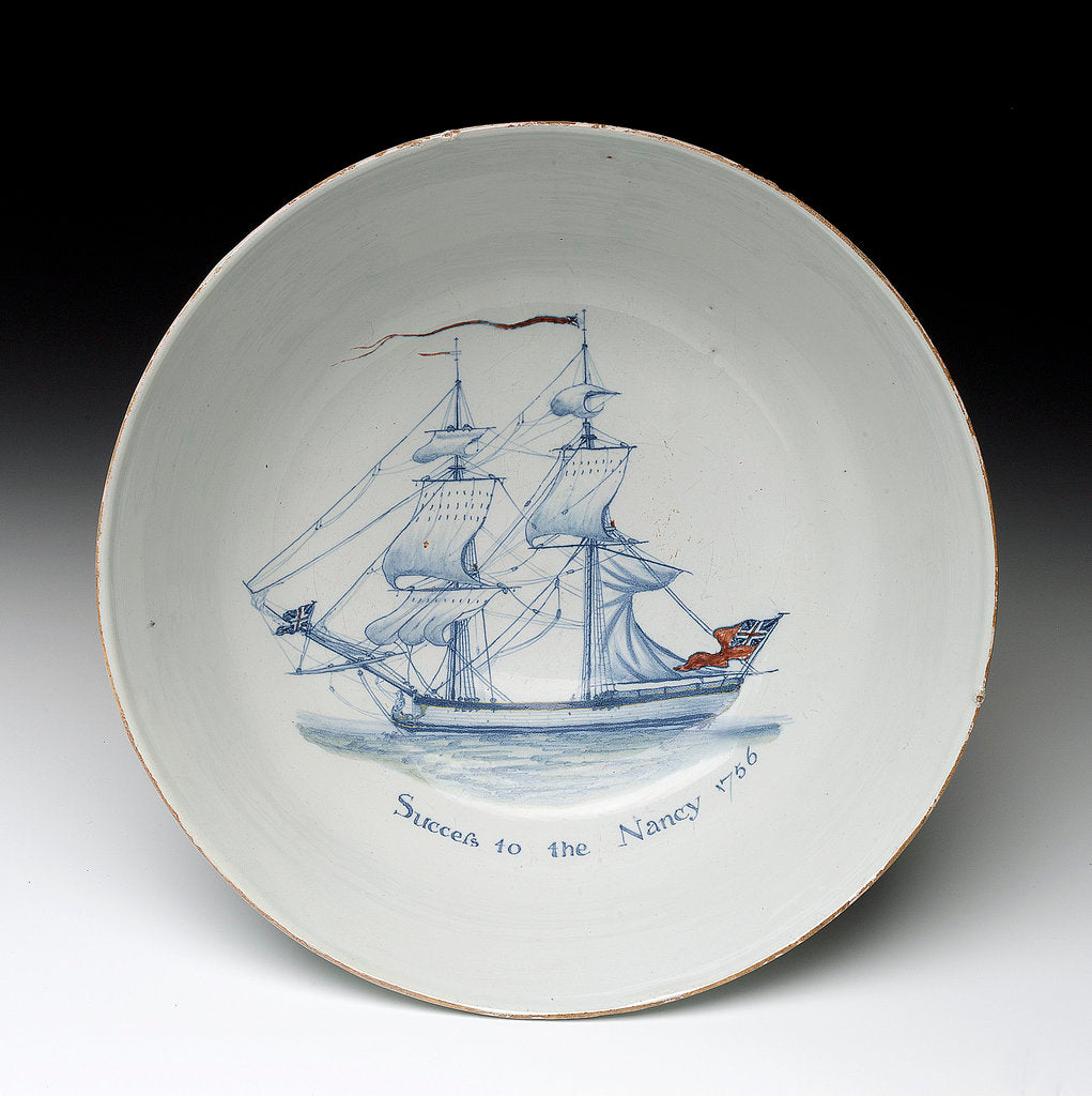 Detail of Delftware ship bowl by unknown