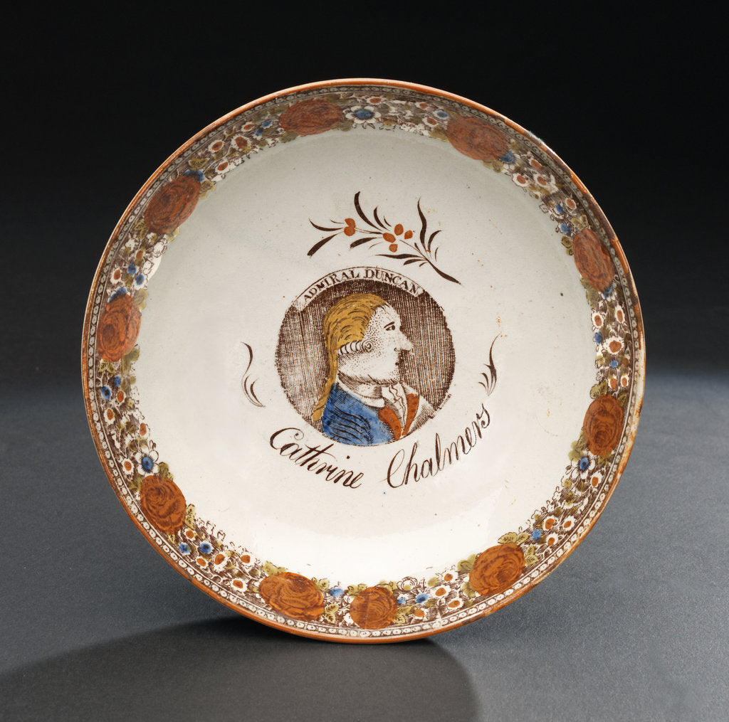 Detail of Bowl with a portrait of Admiral of the Fleet, Adam Duncan (1731-1804) by unknown
