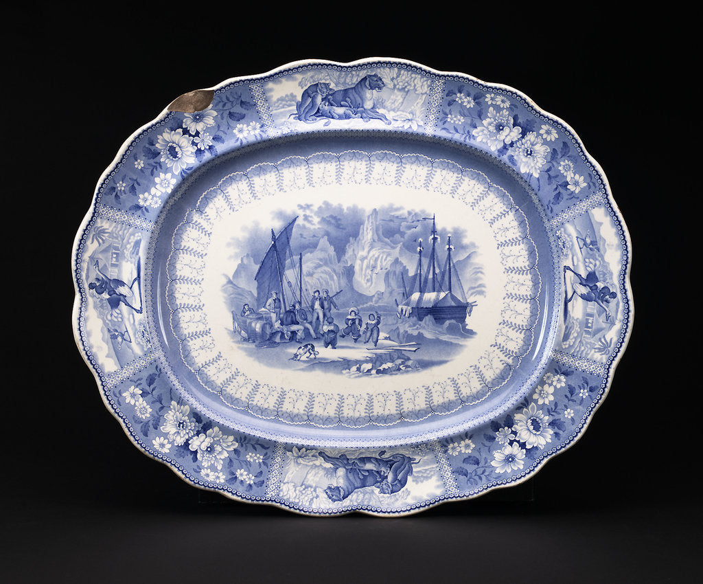 Detail of Meat dish in 'Arctic Scenery' pattern by unknown