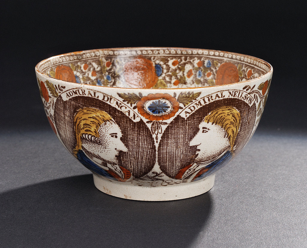 Detail of Bowl with a portrait of Admiral of the Fleet, Adam Duncan (1731-1804) by unknown
