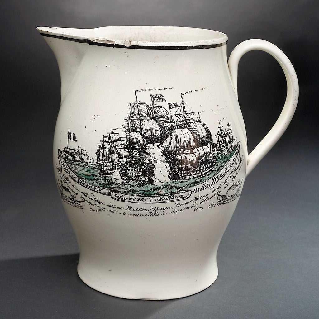 Detail of Creamware jug by Barker & Brown