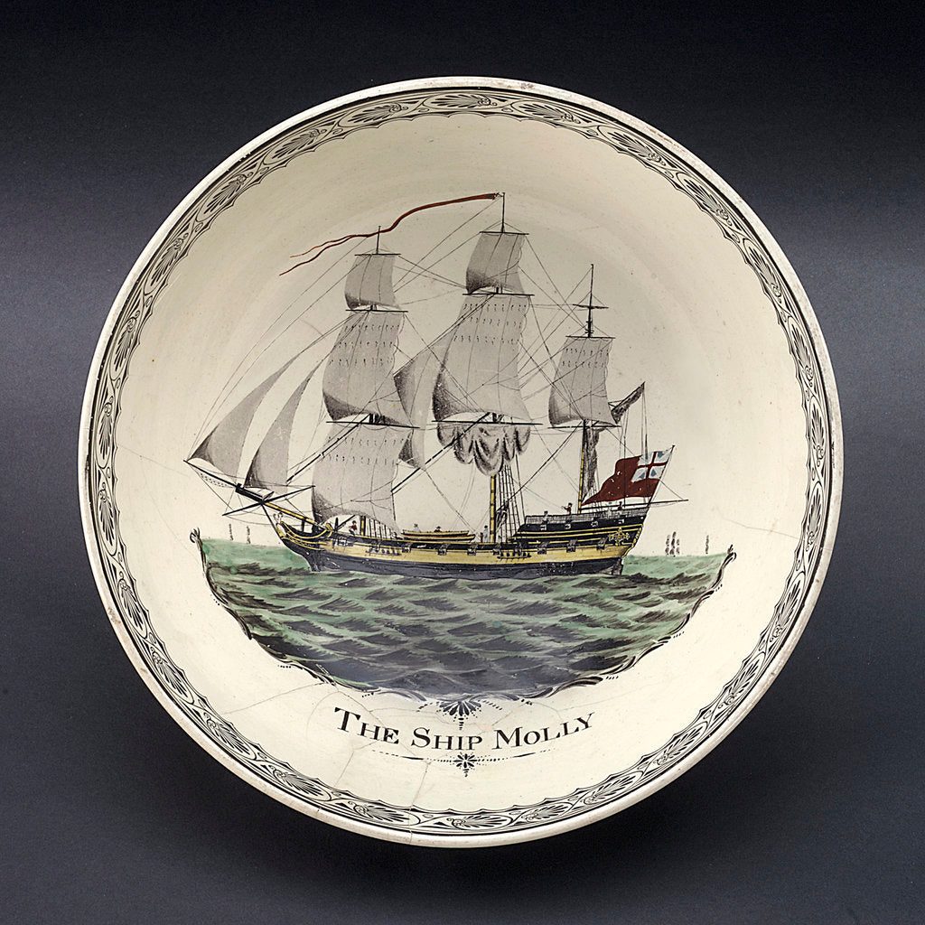 Detail of Creamware punch bowl by unknown