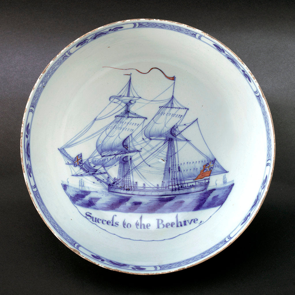 Detail of Delftware ship bowl by unknown