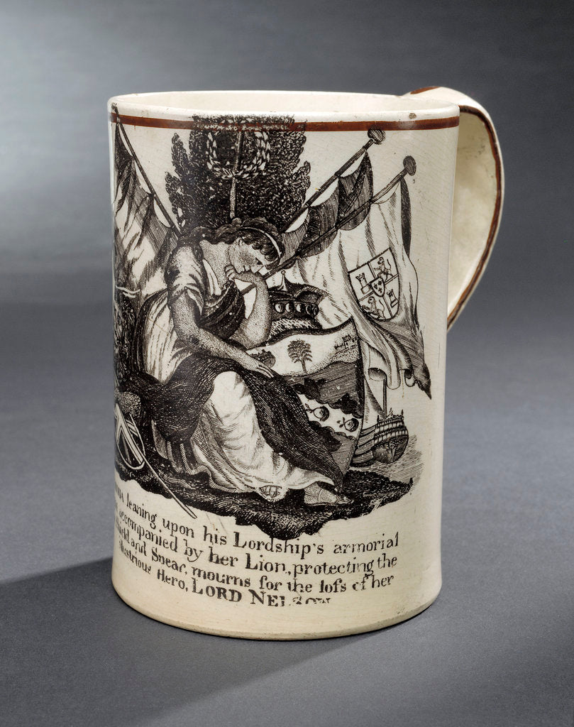 Detail of Creamware mug commemorating Vice-Admiral Horatio Nelson (1758-1805) by unknown
