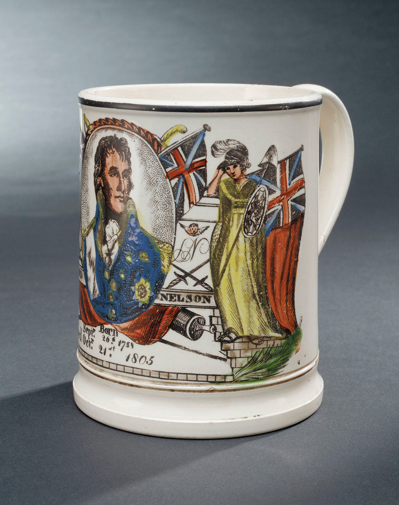 Detail of Creamware mug commemorating Vice-Admiral Horatio Nelson (1758-1805) by unknown