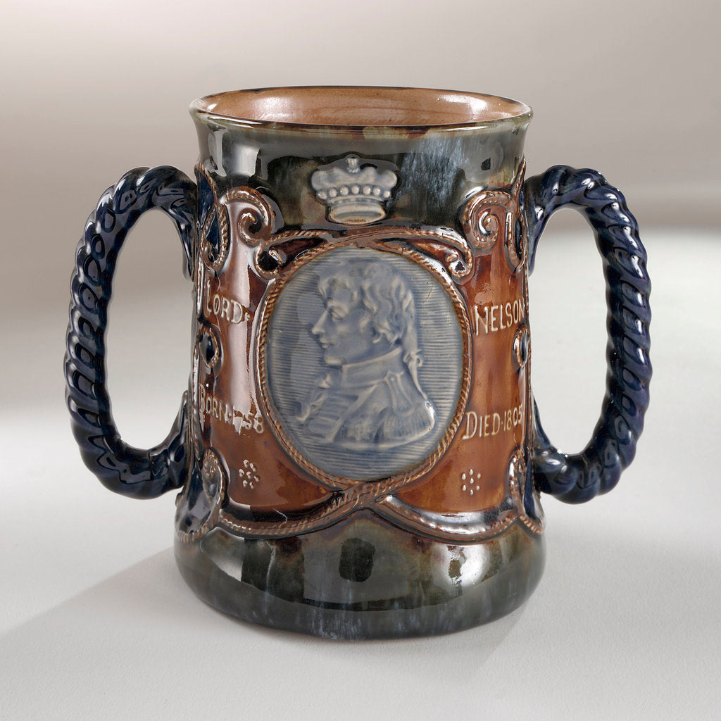 Detail of Trafalgar centenary commemorative mug by Doulton & Co. Ltd.