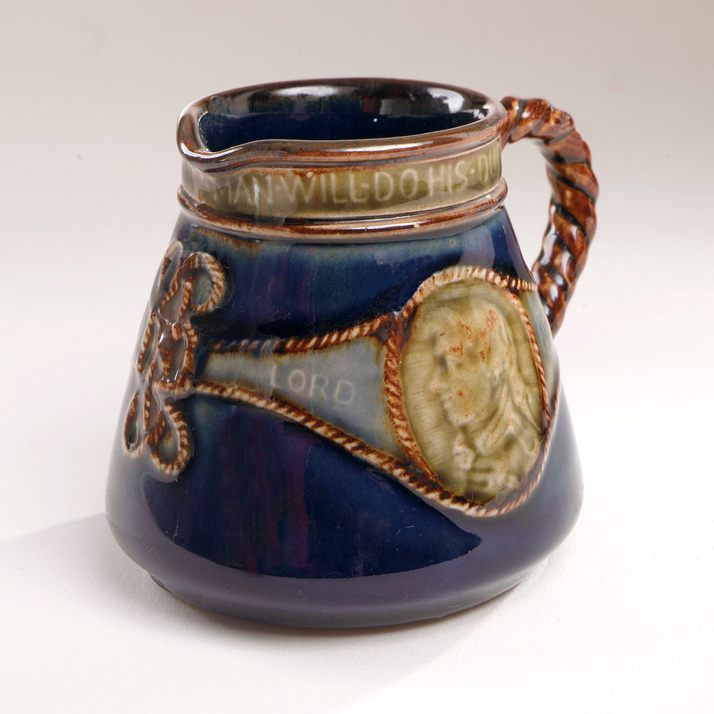 Detail of Milk jug commemorating the Trafalgar centenary by Doulton & Co. Ltd.