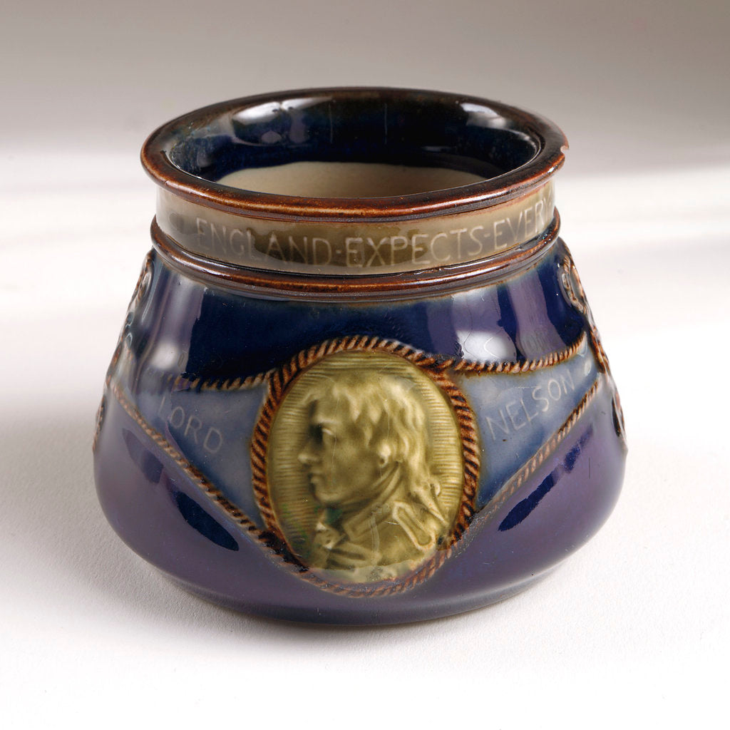 Detail of Sugar bowl commemorating the Trafalgar centenary by Doulton & Co. Ltd.