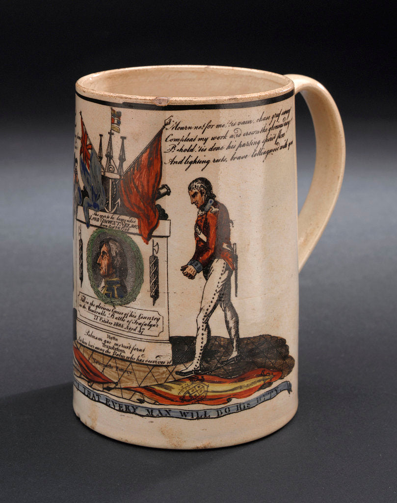 Detail of Creamware mug commemorating Vice-Admiral Horatio Nelson (1758-1805) by unknown