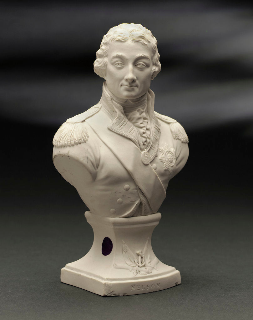 Detail of Biscuit ware, half-length bust of Vice-Admiral Horatio Nelson (1758-1805) by Pierre Stephan