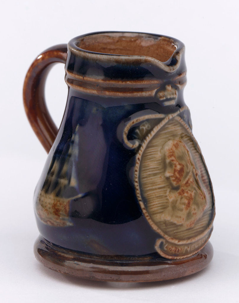 Detail of Miniature jug commemorating the Trafalgar centenary by Doulton & Co. Ltd.