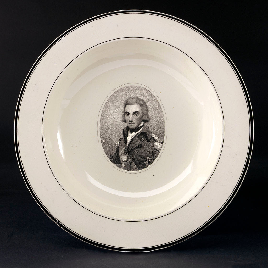 Detail of Creamware plate by Worthington