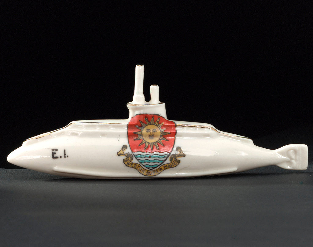 Detail of Model submarine in porcelain by Birks