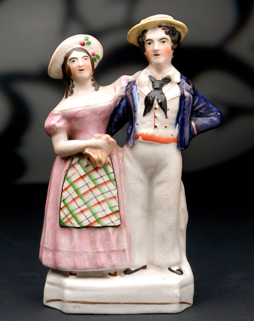 Detail of Earthenware figure group depicting a sailor and lass by unknown