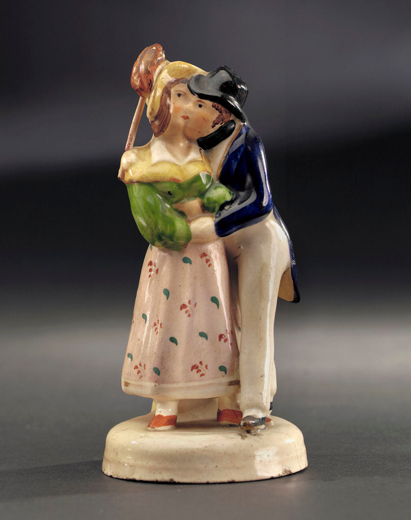 Detail of Earthenware figure group: a sailor, newly ashore, embraces his comely lass by unknown