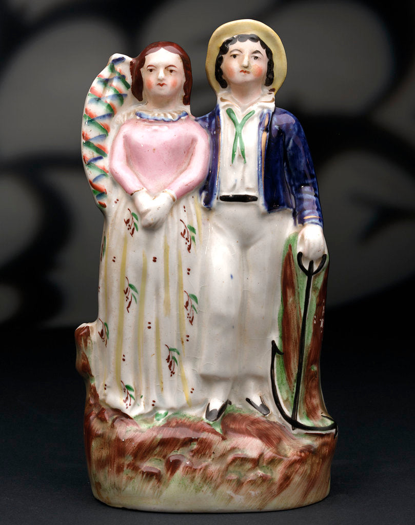 Detail of Earthenware figure group depicting a sailor and lass by unknown