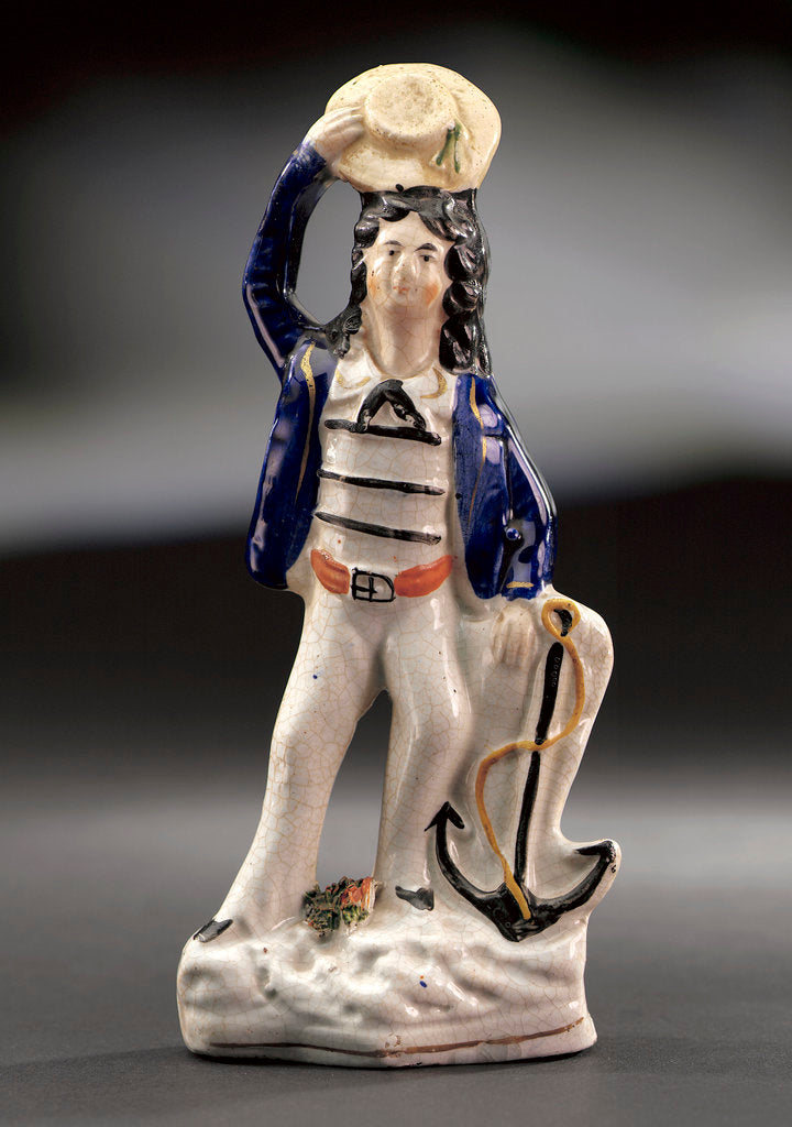 Detail of Earthenware figure group depicting a sailor and lass by unknown