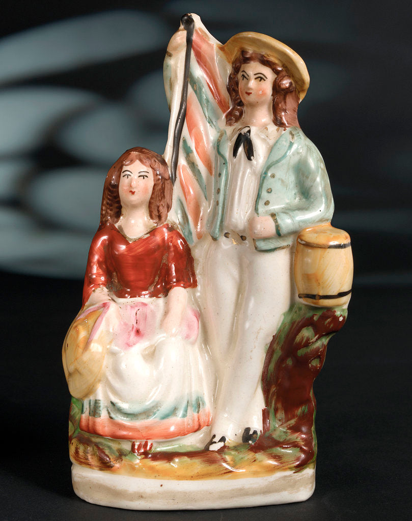 Detail of Earthenware figure group depicting a sailor and lass by unknown