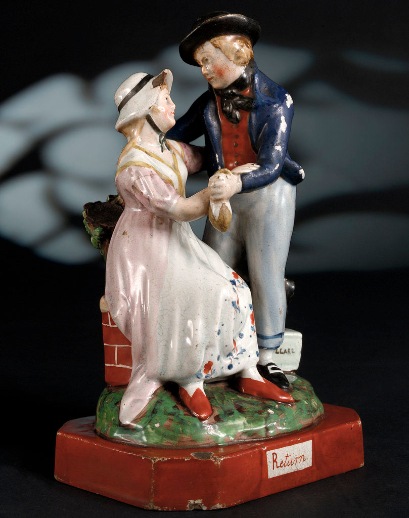 Detail of Earthenware figure group depicting a sailor and lass by unknown