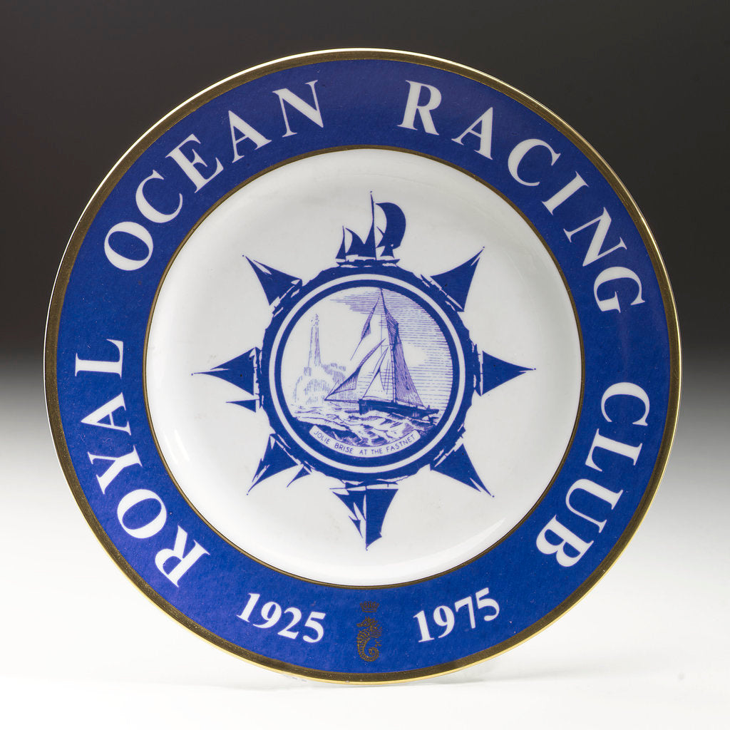 Detail of Royal Ocean Racing Club commemorative plate by Colin Mudie Wilsons